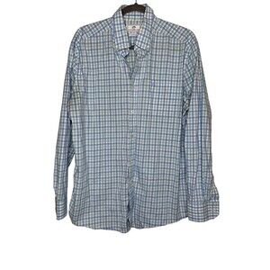 Southern Tide Button Up Shirt Long Sleeve Blue Plaid Men’s Size Large Cotton